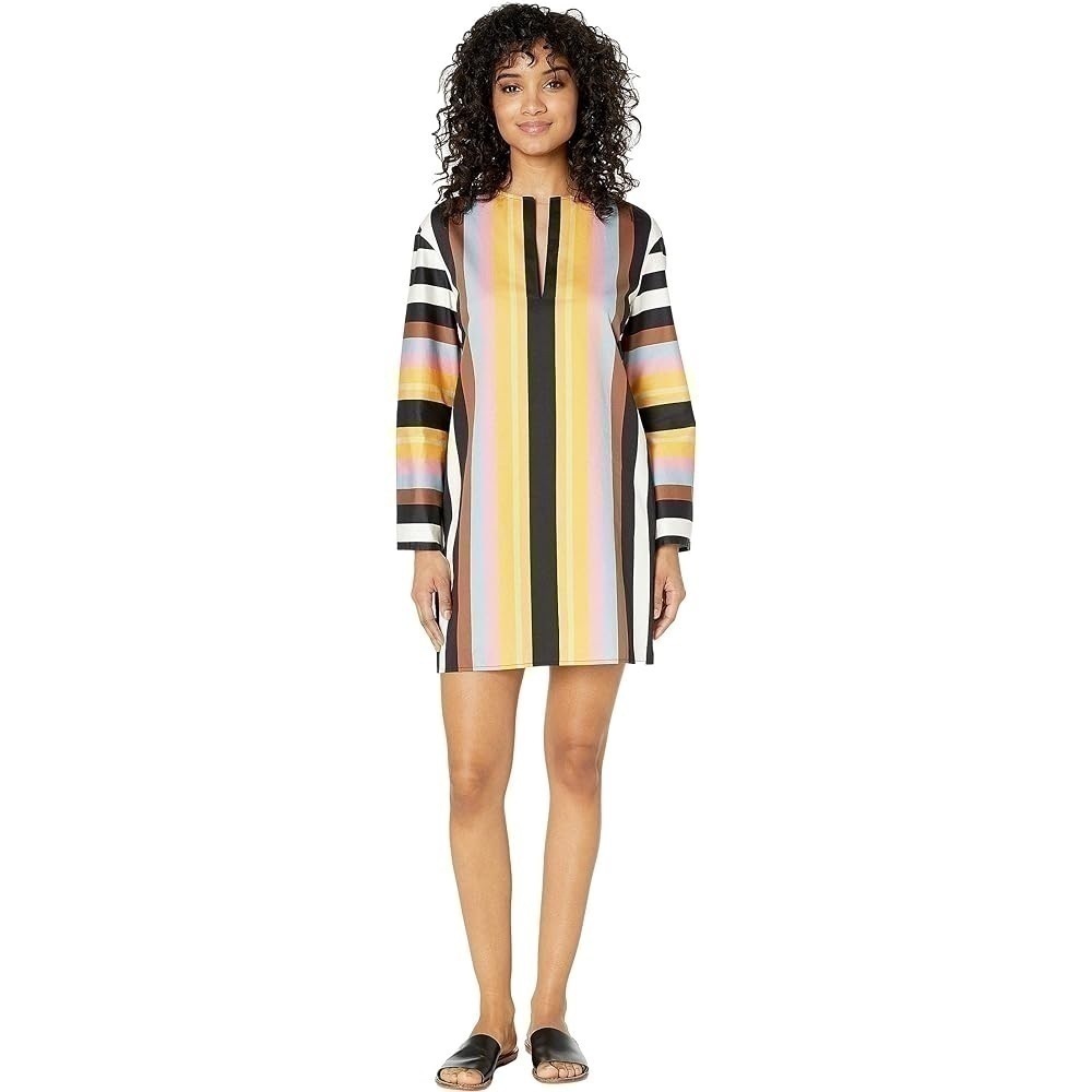 Tory Burch Striped V Neck Beach Tunic - Picture 2 of 7